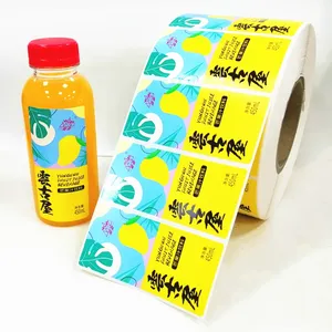 China Leverancier Aangepaste Zelfklevende Fruit Drankjes Mango Sap Glazen Fles Label Sticker