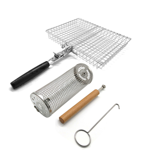 Juego <span class=keywords><strong>de</strong></span> 3 cestas <span class=keywords><strong>de</strong></span> parrilla con mango <span class=keywords><strong>de</strong></span> madera desmontable, adecuado para todas las parrillas <span class=keywords><strong>de</strong></span> carbón y <span class=keywords><strong>gas</strong></span>, accesorios para barbacoa, venta al por mayor - Product Image 2