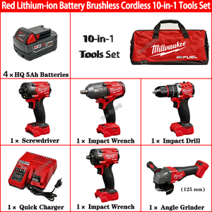 10-In-1 High Quality Industrial Tool Kit Brushless Multifunction Complete Combo Kit Home Repair Work Power Tools Set - Product Image 2
