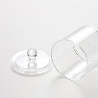 Penyimpanan Kaleng Plastik Bening Kapas Bola Swab Makeup Organizer Q-tip Holder Dispenser untuk Kamar Mandi