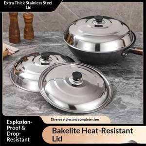 Couvercle universel pour poêle et wok, usage domestique, 30-60 cm, acier inoxydable 201/410, pour poêle à frire à fond plat - Product Image 4