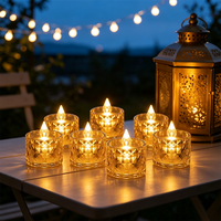 Goldene Glas-LED-Kerzen ohne Flamme, Batteriebetrieben, Warme Flackernde Kerzen für Hochzeit & Weihnachten, 12er-Pack