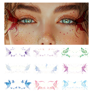 Adesivi per Trucco Viso da Donna e Ragazza, <span class=keywords><strong>Tatuaggi</strong></span> Temporanei con Occhi d'Angelo, Glitter e Farfalle - Product Image 3