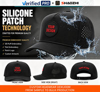 Casquette de performance personnalisée 5 panneaux pour événement de marque, perforée au laser, respirante, séchage rapide, broderie plate, cadeau pour salon professionnel, logo