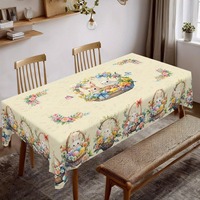 Nappe de table personnalisée à motif de lapin et de fleurs, imprimée pour Pâques, pour la cuisine, la salle à manger, les fêtes, la décoration de la maison