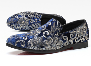 Chaussures à paillettes pour hommes, mocassins de couleur bleue, grande taille 46 47 48, chaussures de bureau et de carrière - Product Image 4