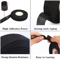 Ruban adhésif noir ignifuge pour faisceau de câbles, en caoutchouc polyester non tissé, résistant à la chaleur, imperméable, pour masquage de moteur automobile