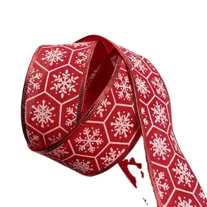戈登丝带63毫米热卖易成型有线边缘丝带门装饰圣诞快乐丝带