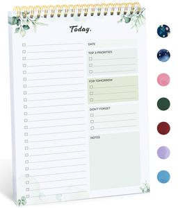 Organizador de lista de verificación sin fecha en espiral impreso con logotipo personalizado, lista de tareas, planificador diario, Bloc de notas con horario por hora - Product Image 1