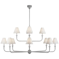 Lustre à anneaux en laiton à deux niveaux de style médiéval américain avec bougies Grand éclairage de plafond circulaire pour le salon et le foyer