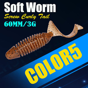 Canto superior Direito 3g 60mm S003 Cauda Curvada Suave Jerkbait Iscas de Pesca Macias Para Baixo Parafuso Cauda Curvada Verme Com Cabeça de Jig - Product Image 5