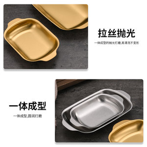 Stainless Steel Double-Eared Serving Tray Rectangular Multi-Use For Restaurant Barbecue <b>Grilled</b> Meat Cold Dishes Fried Chicken - Product Image 4