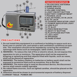 Radio de Bolsillo Mini Eletree Fepe Fp-1525U-s Fp 1525U Fp-1525 Bt con Linterna LED, Multibanda AM FM SW1-6, <span class=keywords><strong>8</strong></span> Bandas - Product Image 6
