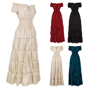 Vestido <span class=keywords><strong>Medieval</strong></span> Vintage para Mujer, Estilo Renacentista, Pirata, <span class=keywords><strong>Campesina</strong></span>, Bohemio, con Cintura Fruncida - Product Image 1