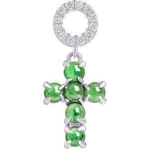 Colgante de <span class=keywords><strong>jade</strong></span>íta natural, Cruz Verde S925, joyería de plata UNISEX para mujer, diseño original de religión de moda D1088 - Product Image 5