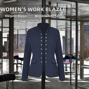 Blazer ouvert sur le devant pour femme, veste hussarde à manches longues boutonnée, col Peter Pan, vêtement de travail, vêtement d'extérieur - Product Image 2