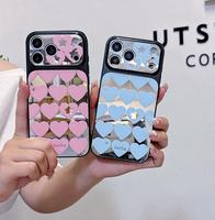 Coques de téléphone de luxe antichoc 2-en-1 style Ins avec miroir et impression personnalisée pour iPhone 15 16 17 Pro Max