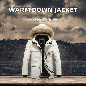 Casual Spring <strong>Long</strong> Hoody <strong>Jacket</strong> for Men Parka with Stand Fur Collar <strong>Waterproof</strong> Zipper Closure - Product Image 3