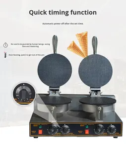 Machine à gaufres croustillantes en acier inoxydable pour la crème glacée, gaufrier électrique pour bubble tea et snack-bars - Product Image 3