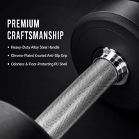 Ensemble d'haltères antidérapants de qualité supérieure avec revêtement en PU, poignée moletée chromée et protection du sol pour l'entraînement en salle de sport commerciale