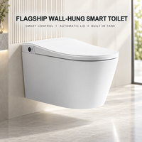 WC intelligent mural haut de gamme avec commande vocale, couvercle automatique, réservoir intégré, bidet à eau chaude instantanée et bouclier de mousse rotatif