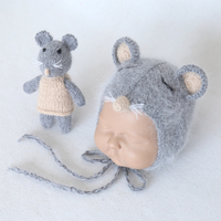 Nouveau bébé photographie jouet Animal tenue tricot lapin de Pâques chapeau avec grandes oreilles Mohair nouveau-né lapin Bonnet ensemble Photo accessoire accessoire