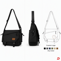 Sac messager sport personnalisé avec rabat à boucle, poche diagonale zippée, compartiment latéral à cordon de serrage, sangle en nylon réglable, OEM ODM