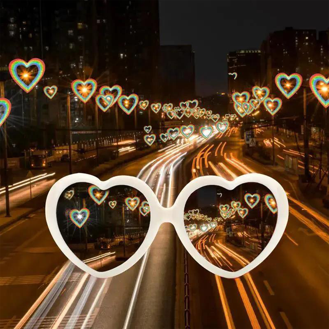 HT001 Fashion 3D Heart-shaped Frame love Special Effect Diffraction Sunglasses