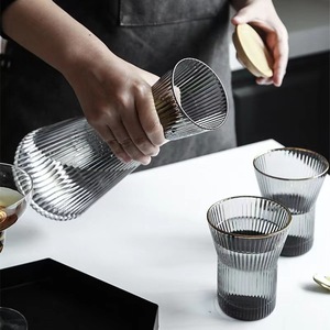 Msh Bộ 3 Ly Và Nồi Bình Nước Với Nắp Chất Lượng Cao Gân Thủy Tinh Uống Bình Thủy Tinh Bộ Nồi - Product Image 4