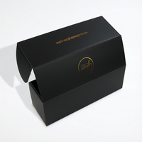 Boîte longue en carton ondulé de qualité supérieure, noir mat avec estampage à chaud en or, pour cosmétiques