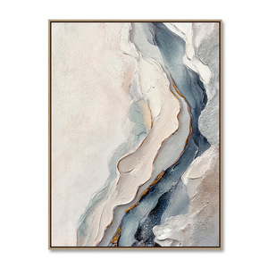 Art mural suspendu Art Déco de luxe, peinture sur toile texturée <span class=keywords><strong>beige</strong></span> <span class=keywords><strong>et</strong></span> bleue moderne pour la décoration intérieure haut de gamme - Product Image 4