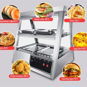 Vitrine chauffante à deux étages en acier inoxydable, équipement de restauration rapide à haute productivité, 220 V, état neuf - Product Image 5