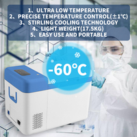 -60C Stirling Cooling Tech. Mini congélateur portable de stockage d'échantillons de vaccins à ultra basse température de 25L pour laboratoire