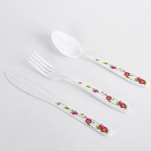 XUELI elegante personalizzabile colore fiore stampato forchetta cucchiaio monouso forniture <span class=keywords><strong>per</strong></span> feste Kit <span class=keywords><strong>per</strong></span> cene di famiglia e matrimoni - Product Image 2