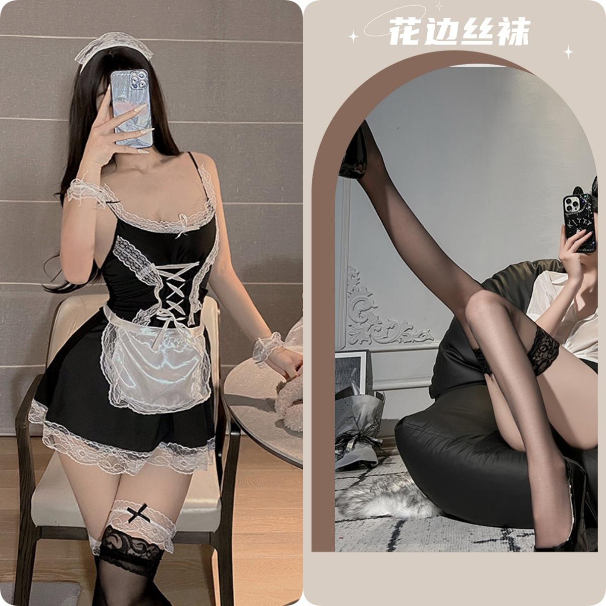 Maid outfit + black stockings