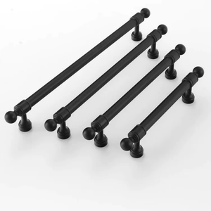 Poignées de meuble classiques noir mat en Zamak massif, à extrémité sphérique, pour tiroirs, armoires, cuisines et commodes, quincaillerie de mobilier - Product Image 1