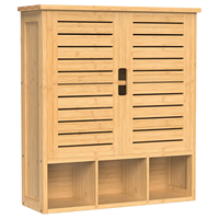 Armoire à pharmacie murale en bambou à double porte, avec portes et étagères réglables, vente en gros