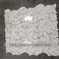 Mosaïque de marbre blanc Thassos à motif de feuilles modernes 1212 polie pour la décoration de pièces et les villas