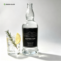Bouteille de liqueur en verre transparent de 750 ml avec étiquette autocollante, logo personnalisé, bouteille vide pour whisky ou brandy avec bouchon en liège