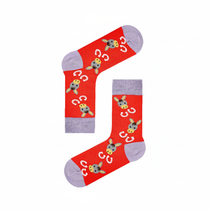 Calcetines Tobilleros Unisex Rojos con Diseño Floral de Burro, Tejido Transpirable, Talla Única para Uso Diario, Primavera, Verano, Invierno - Product Image 2