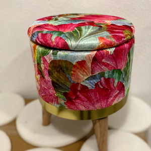 Pouf de haute qualité 32x42 25xH35 à motif floral avec housse, pouf multifonctionnel avec pieds, décoration d'intérieur, livraison mondiale - Product Image 3