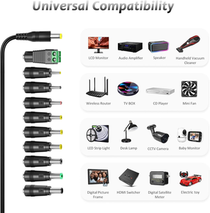 12V 3A <b>Power</b> <b>Supply</b> Adapter Universal AC DC 36W Transformer 10 DC Connectors for LED Strip Light CCTV Camera Router LED Strip - Product Image 3