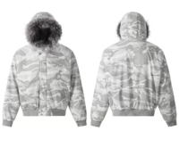 Blouson bomber rembourré à capuche pour homme, imprimé camouflage, chaud pour l'hiver, coupe oversize, style streetwear, coupe-vent, logo personnalisé, vente en gros OEM