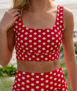 Ensemble de yoga deux pièces personnalisé pour <span class=keywords><strong>femme</strong></span> : crop top à pois à col carré et shorty taille haute – Tenue de <span class=keywords><strong>sport</strong></span> d'été sculptante – Fabricant - Product Image 1