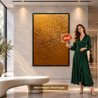UNIART Peinture à l'huile abstraite dorée faite à la main sur toile oeuvre originale peinte à la main Texture huile épaisse pour usage intérieur