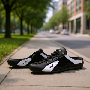 Vip Men's Breathable Half Slippers Non Slip Lace Up <b>Casual</b> <b>Shoes</b> With Heel Free Design Round Toe EVA Midsole Rubber Outsole - Product Image 2