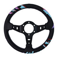 Volant de course modifié TIYPEOR 320 mm en cuir brodé personnalisé trois couleurs pour drift