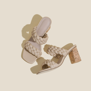 Sandales d'été pour femmes, grandes tailles, à talon épais, imprimé léopard, confortables et tendance, avec ceinture tressée respirante - Product Image 5