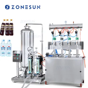 ZONESUN ZS-CF4 Semi-automatic 4 Heads Carbonated Drinks Sparkling Wine Beer Soda Water Liquid Isobar Filling Machine With Mixer