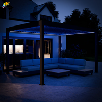 Outdoor-Projekt Gartenbau Aluminium-Pavillon Motorisiertes Dach Pergola Carport Mit LED-Beleuchtung
